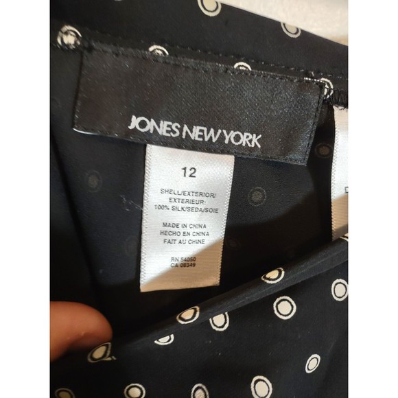 Jones New York 12 Silk Skirt Black White Polka Dot Ruffle Hem - Picture 2 of 9